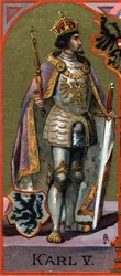 Ritratto di Carlo V (1500-1558). Cromolitografia