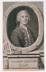 Ritratto di Johann Joachim Quantz inciso da Johann Schleuen