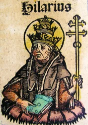 Ritratto di Papa Ilario, pubblicato nella Cronaca di Norimberga