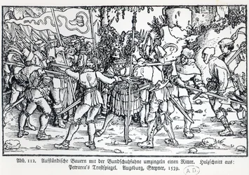 Contadini ribelli che circondano un cavaliere, da un