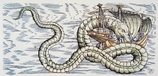 Serpente marino attacca una nave
