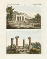 Strani memoriali in Abissinia (incisione colorata)