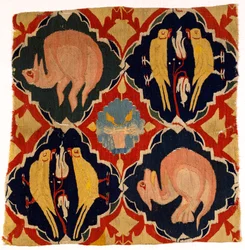 Frammento di arazzo raffigurante uccelli e bestie, dalla Franconia o Alto Reno