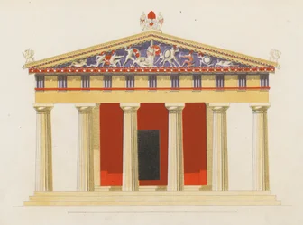 Tempio di Aphaea, Egina, Grecia (litografia a colori)
