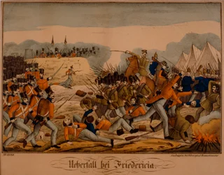 La battaglia di Fredericia durante la Prima Guerra dello Schleswig, 6 luglio 1849, c.1850