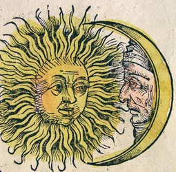 Il Sole e la Luna, pubblicato nella Cronaca di Norimberga, 1493