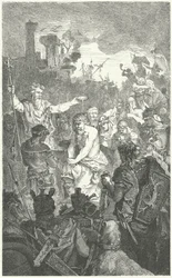 Il battesimo di Clodoveo I, re dei Franchi, 496 (incisione)