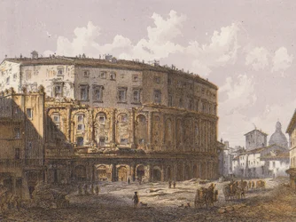 Teatro di Marcello, Roma (litografia a colori)