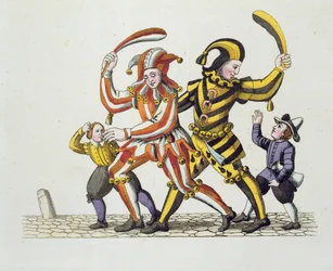 Due giullari che giocano con i bambini, dalle usanze e pratiche di Norimberga antica nei giochi e nelle canzoni, ripubblicato 1831