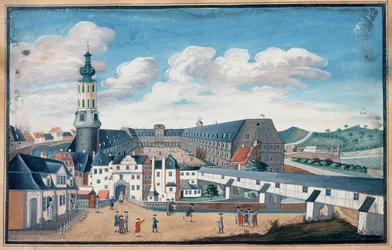 Veduta di Weimar con il castello di Wilhelmsburg