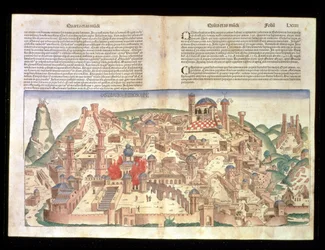 Vista della città di Gerusalemme, dal Nuremberg Chronicle di Hartmann Schedel, 1493