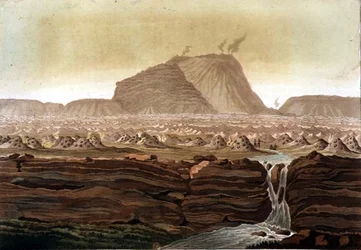 Vulcano Jorullo, Messico (litografia a colori)