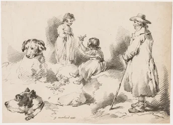 Studi di Bambini Due Bambine, Due Cani, Un Uomo, 1793