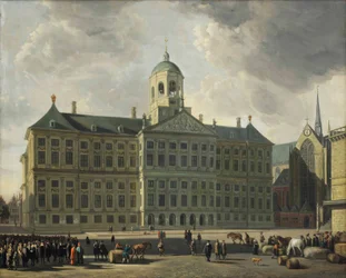 Una Vista del Dam con il Nuovo Municipio, la Nieuwe Kerk e la Waag, Amsterdam