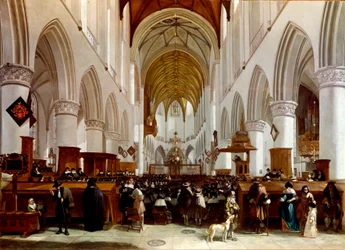 Interno di una chiesa. Dipinto di Gerrit Berckheyde