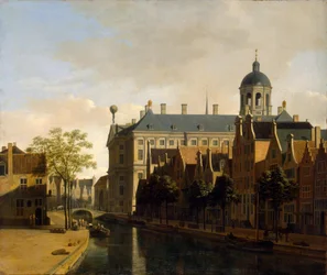 Nieuwezijds Voorburgwal con il Municipio di Amsterdam