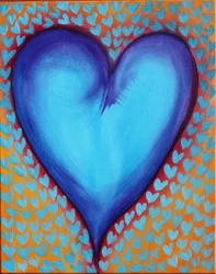 Cuori blu, 2023 (acrilico su tela)