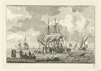 Veduta marina con nave a tre alberi