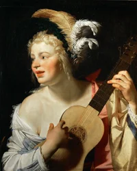 Donna che suona la chitarra, 1624