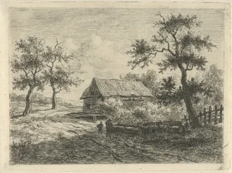 Paesaggio con due figure in cammino