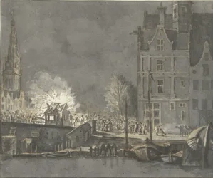 Incendio delle case doganali presso il Nieuwebrug ad Amsterdam