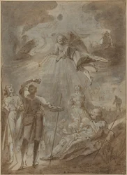 Annunciazione ai pastori (penna e inchiostro marrone con lavaggio marrone, accentuato con bianco)