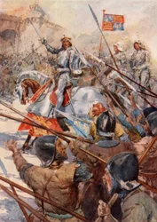 Enrico V prima di Harfleur (litografia a colori)