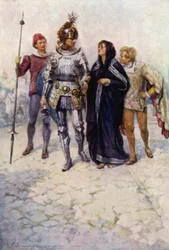 Il Principe Arturo conduce Belge e i suoi figli nel Castello