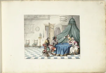 Giocatori di carte in un interno