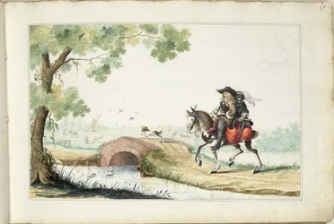 Uomo e donna mascherata a cavallo