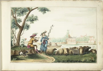 Rappresentazione pastorale lungo un fiume