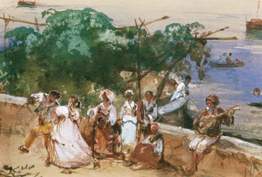 Una strada a Posillipo, di Giacinto Gigante