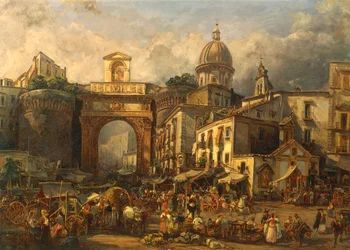 Italia, Napoli, Mercato a Porta Capuana di Giacinto Gigante