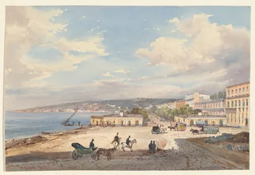 Vista da Posillipo in direzione nord, una delle quattro piccole vedute di Napoli tratte da un Album Amicorum