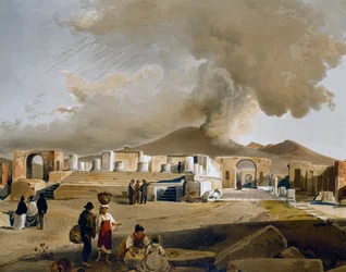 Veduta del Foro e del Tempio di Giove a Pompei, illustrazione di Giacinto Gigante (1806-1876) da 