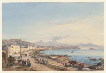 Vista di Napoli e del Vesuvio da Posillipo, una delle quattro piccole vedute di Napoli tratte da un “Album Amicorum”