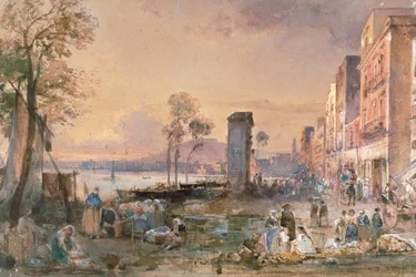 Veduta di Napoli da Marinella, di Giacinto Gigante (1806-1876), matita, acquerello e biacca su carta, Italia