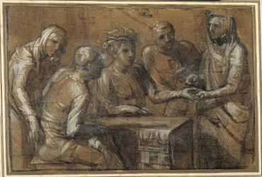 Cinque figure in un interno