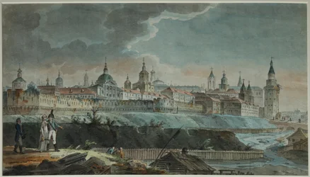 Veduta del fiume Neglinnaya e Kitay-gorod dalla Piazza Petrovsky, anni 1790