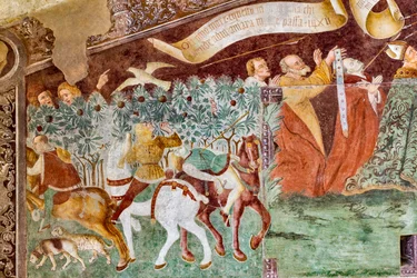 La Morte su un sarcofago dove giacciono il Papa morto e l