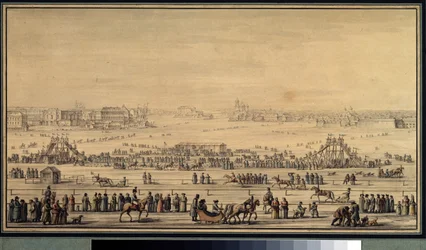 Scosse di fuga in scivolata sulla Neva a San Pietroburgo, 1800 circa (acquerello su carta)