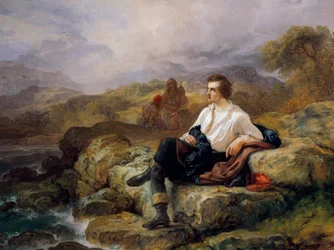 Lord Byron sulla riva del mare ellenico, di Giacomo Trecourt
