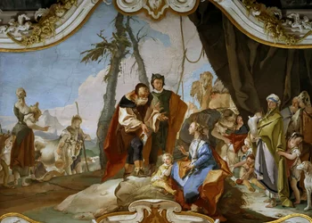 Rachele nasconde i terafim al padre Labano, ca 1728