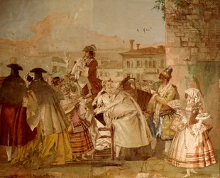 Il ciarlatano, di Giandomenico Tiepolo, affresco, Sala delle scene di carnevale, nella Foresteria di Villa Valmarana 