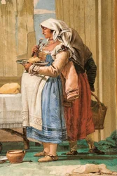 Dettaglio da Famiglia di Contadini a Tavola, dalla Stanza delle Scene Rustiche, nella Foresteria, 1757
