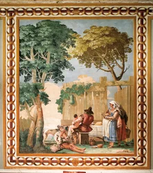 Famiglia di contadini a tavola, dalla Stanza delle Scene Rustiche, nella Foresteria, 1757