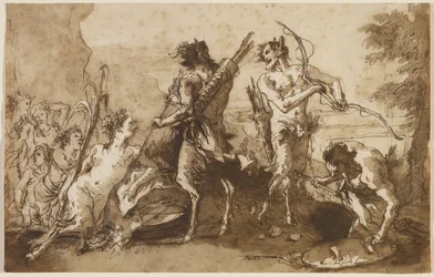 Satiri e satire in un paesaggio, c.1770
