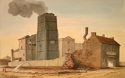 Veduta delle opere idrauliche di Clink Street, Southwark