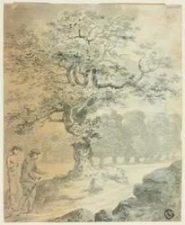 Paesaggio con due figure maschili