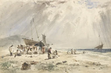 Mercato del pesce sulla spiaggia